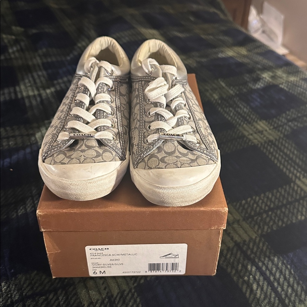 Coach Metallic Gold Shoe Box with Silver Label
